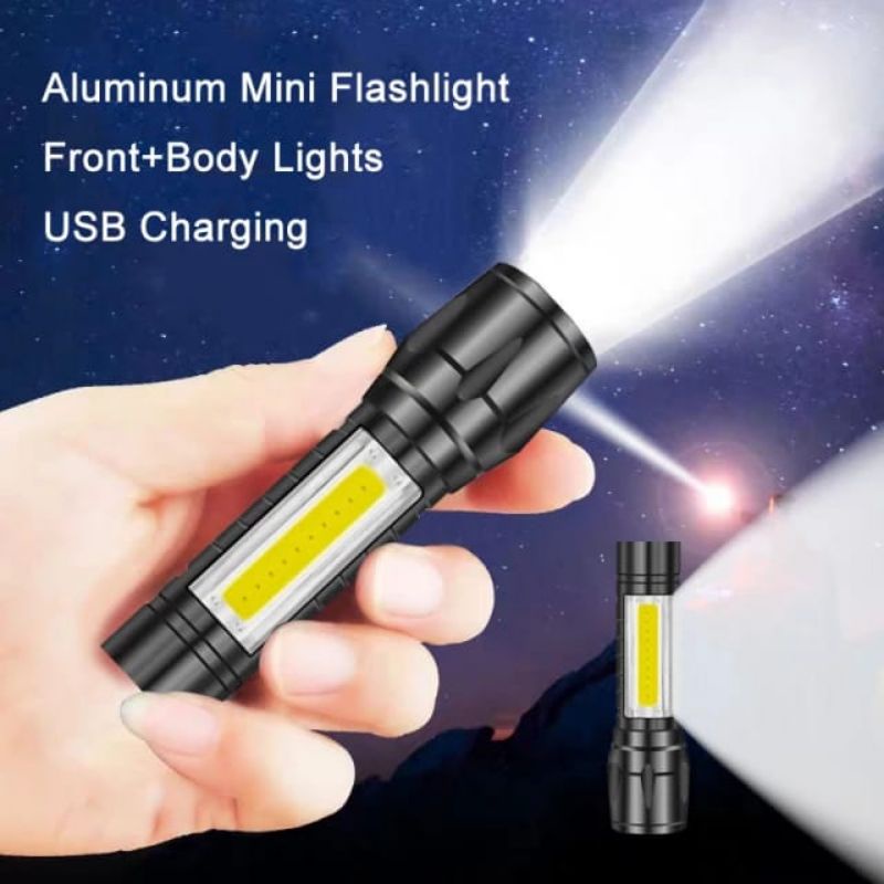 Senter Swat Mini Flashlight Zoom DS-587 Senter Gunung Camping + Baterai