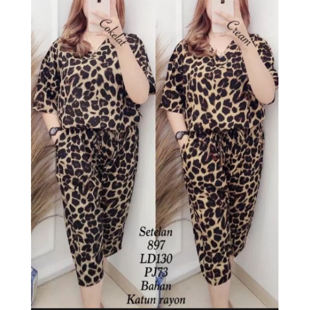 setelan rayon premium motif macan