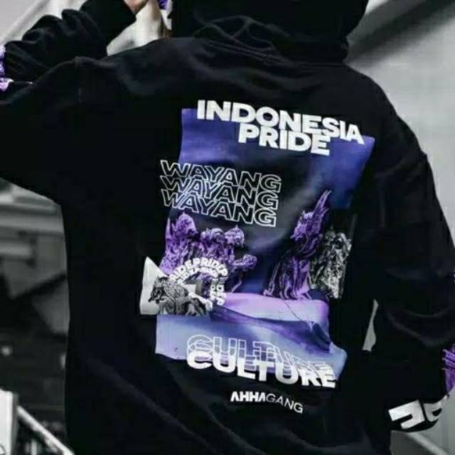 GRADE ORI - Size L XL XXL XXXL - Jaket Sweater Hoodie Premium AHHA Wayang Hitam Jumper Fleece Tebal