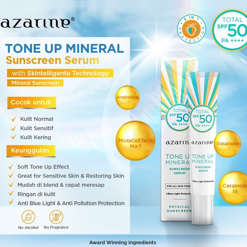 Azarine Sunscreen Series | Sunscreen SPF 50 +++| Bodysaver Serum | Moisturiser Sunscreen Serum SPF 50PA++++