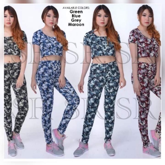 READY STOCK SETELAN SENAM ARMY WANITA STELAN GYM SETELAN OLAHRAGA IMPORT SET BAJU FITNESS MURAH