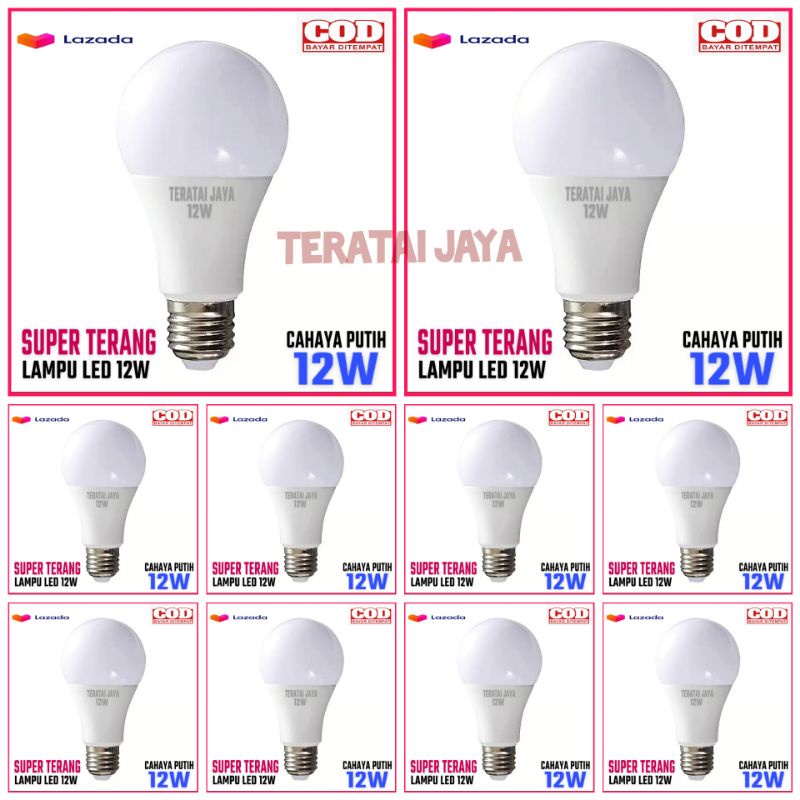 Paket 10 pcs Lampu Led 12 WATT / LAMPU HARGA GROSIR /LED bulb HITATO/ALESCO/SURYA
