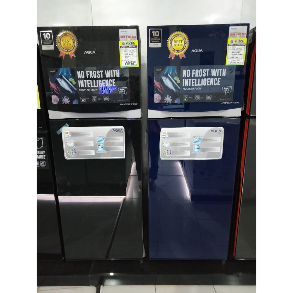 Aqua Japan KULKAS 2 PINTU AQR D 275 R Biru dan Hitam Inverter