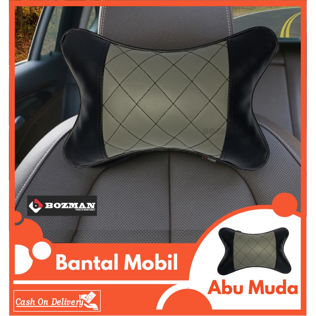 Bantal Mobil Kulit Sintetis Premium/Headrest Mobil