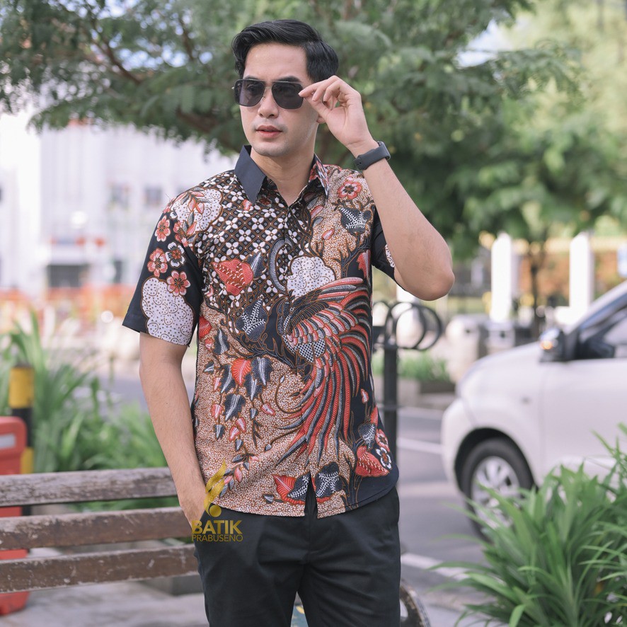 KEMEJA BAJU BATIK PRIA LENGAN PENDEK Prabuseno - Bekisar Kemeja Batik Pria Lengan Pendek Slimfit