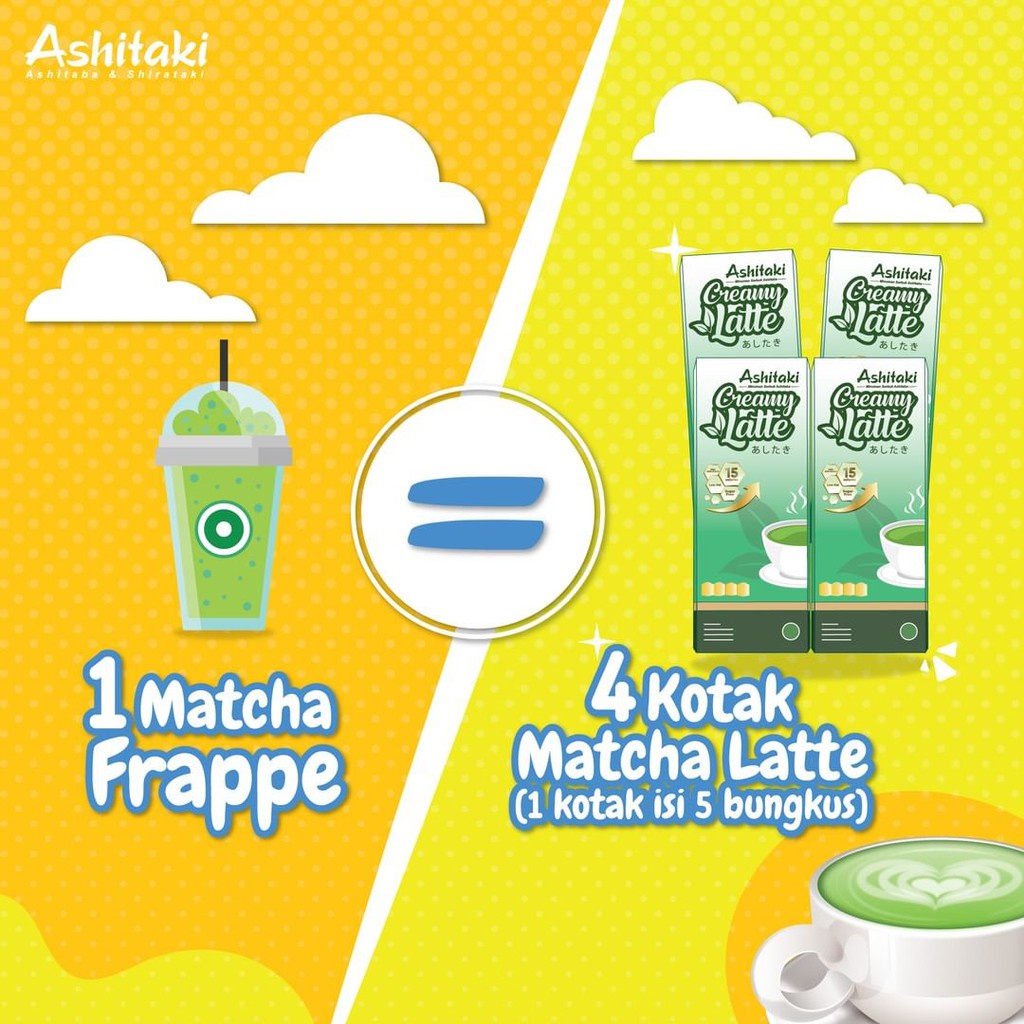 ASHITAKI Creamy Latte 120g - Minuman Diet Rendah Kalori - Original / Coklat / Matcha - Minuman Serbuk Ashitaba Bubuk Antioksidan Stevia