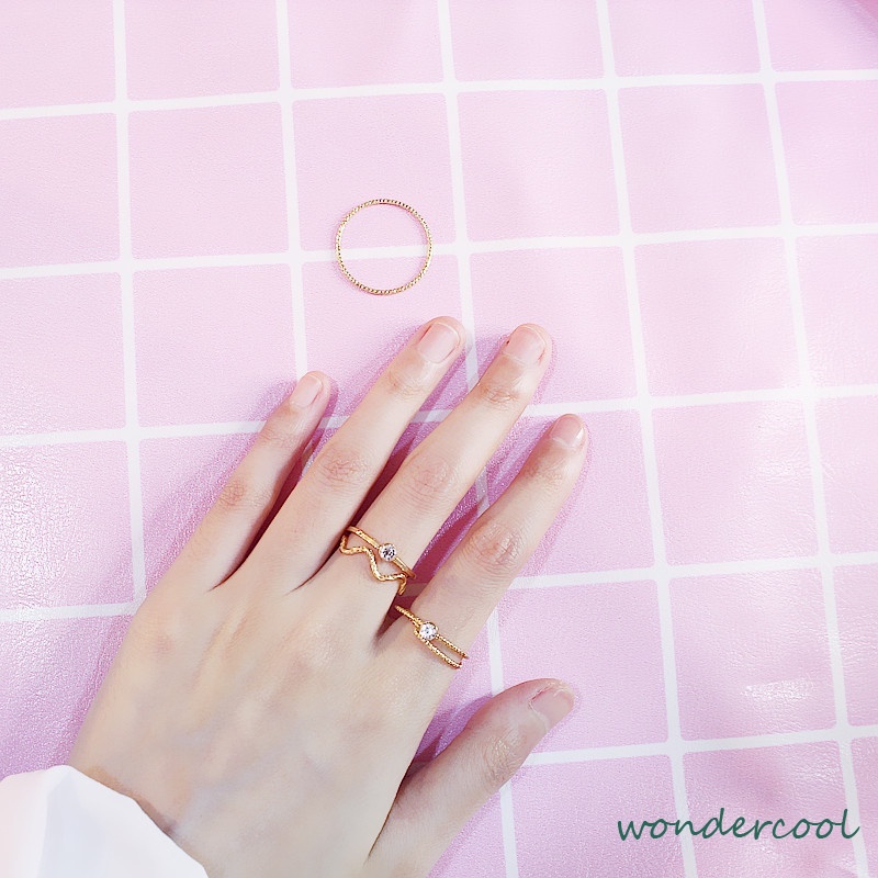 5Pcs / Set Cincin Jari Aneka Bentuk Warna Silver Untuk Wanita-Won