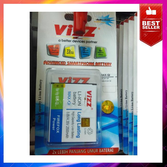 Acc Hp Baterai Vizz Double Power Smartfren Andromax Qi 2500Mah Real Capacity