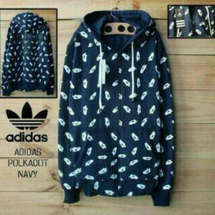 OBRAL jaket zipper print adidas black / jaket hoodie pria