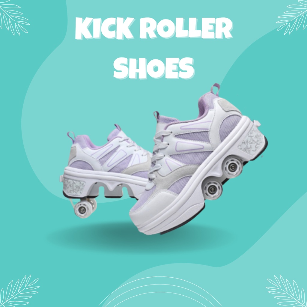 (2) Roller skate shoes / Kick roller shoes / Rollershoes / Sepatu roda tiktok / roler skates / shoe Sepatu roda 4 orang dewasa