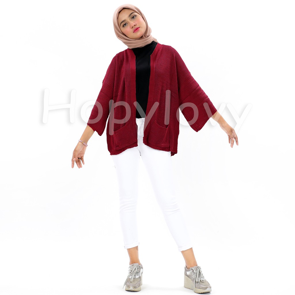 HOPYLOVY SALE Cardigan Rajut Oversize / Kardigan Polos Wanita Bahan Rajut Halus Tebal Berkualitas Lavele