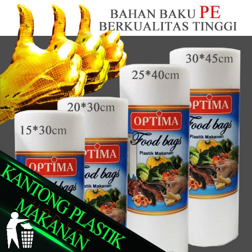 Plastik Roll Bag Buah HD / Kantong Plastik Makanan Berlanja Super Market Putih Tanpa plong Termurah