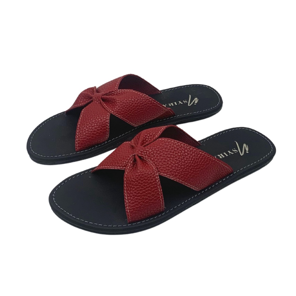 Insyira - Sandal Wanita Cecilia / Sandal Papirut Wanita Non Slip Alas Hitam / Sandal Wanita Slop Silang