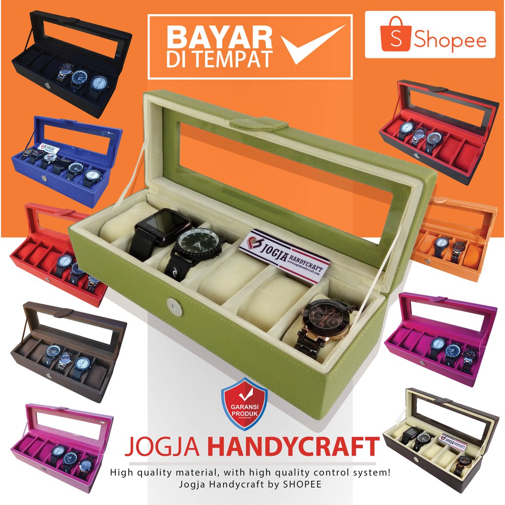 Box Tempat Jam Tangan Isi 6 – Kotak Penyimpanan Jam Kulit Elegan - Watch Box Organizer