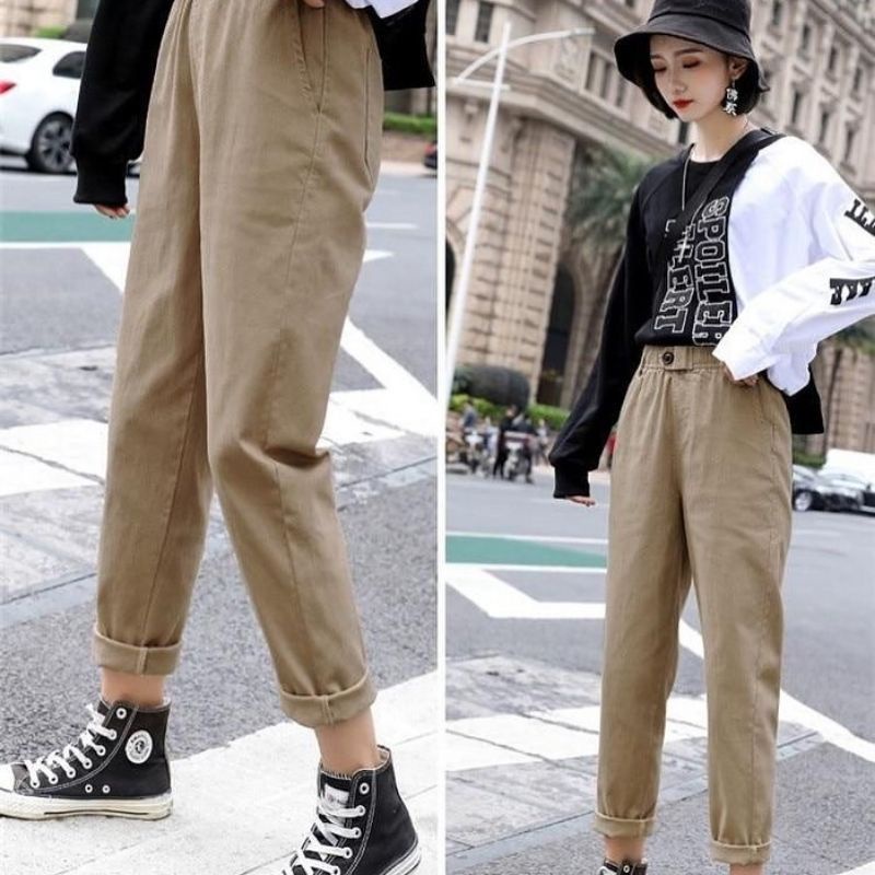 1KG MUAT 4PCS | COMFY LINEN PANTS KANCING CELANA PANJANG RAMI HITS OOTD KOREAN STYLE FASHION GROSIR WANITA TERMURAH