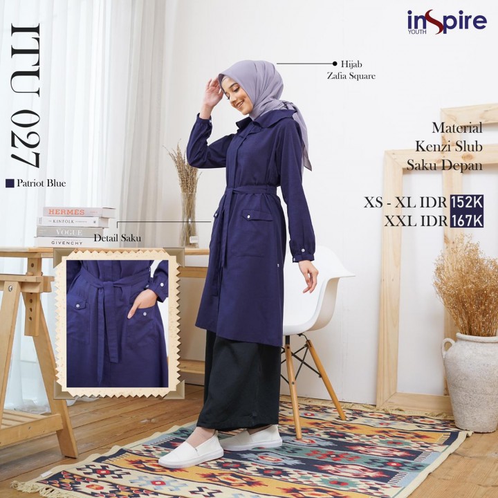 Inspire ITU 27 Tunik Panjang Polos Bahan Kenzi Slub