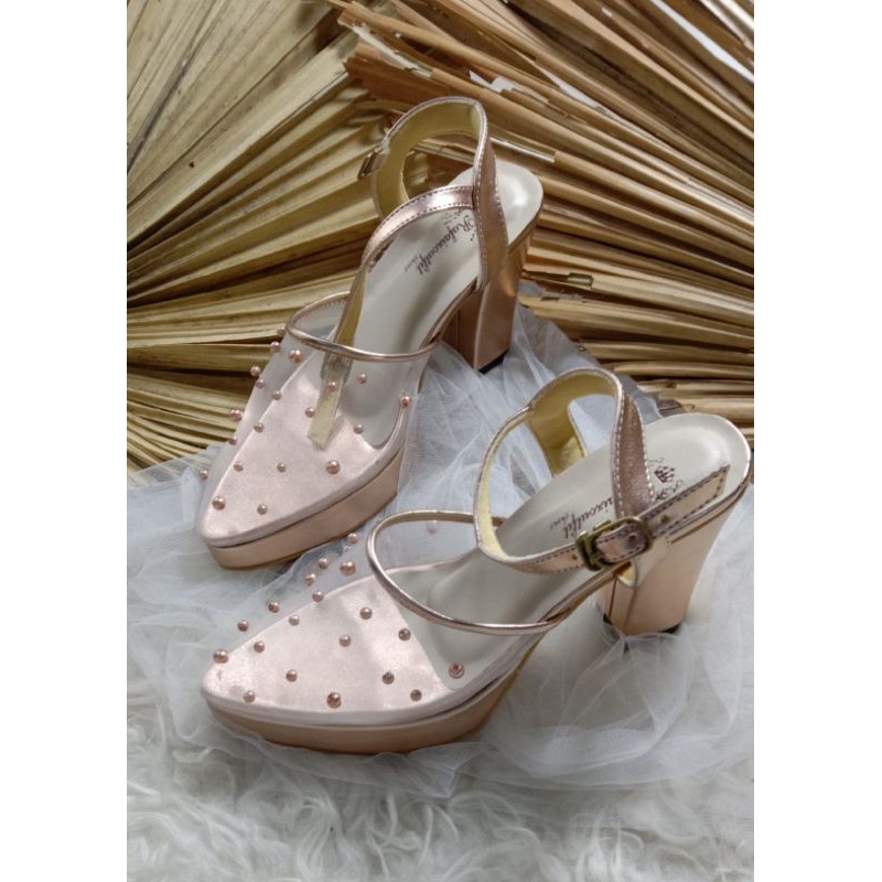 sepatu purri rosegold sepatu wanita cantik tinggi 9cm hak tahu