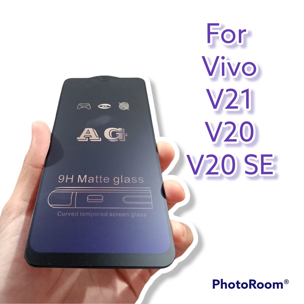 MATTE Blue Ray 9H Vivo V21 V20 V20 SE Tempered Glass FULL GLUE NO Sidik Jari ANTI RADIASI