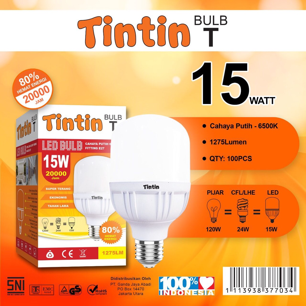 Lampu Led 15watt Murah / Lampu Led 15watt Capsule Murah Meriah TinTin