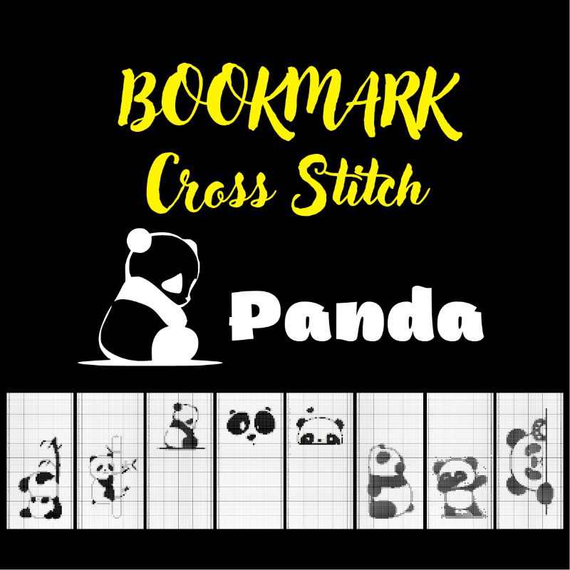 Bookmark | Pembatas Buku Panda  || ( Cross Stitch / Kristik / Sulam )