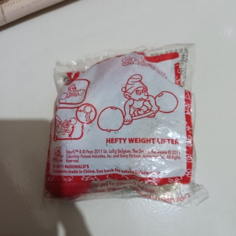 Hefty Weight Lighter - The Smurf Smurfs - Happy Meal Mc Donald Donalds McD Figure
