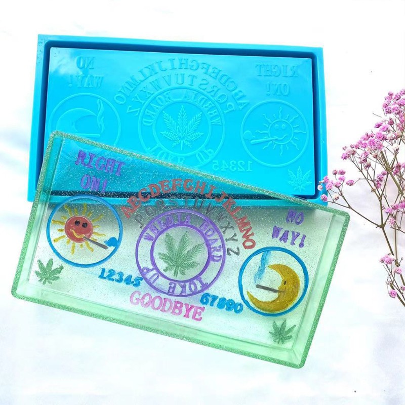 Glitter Sun Moon Letters Tray Epoxy Resin Mold Jewelry Cosmetic Box Silicone Mould DIY Crafts Storage Box Decorations Tool