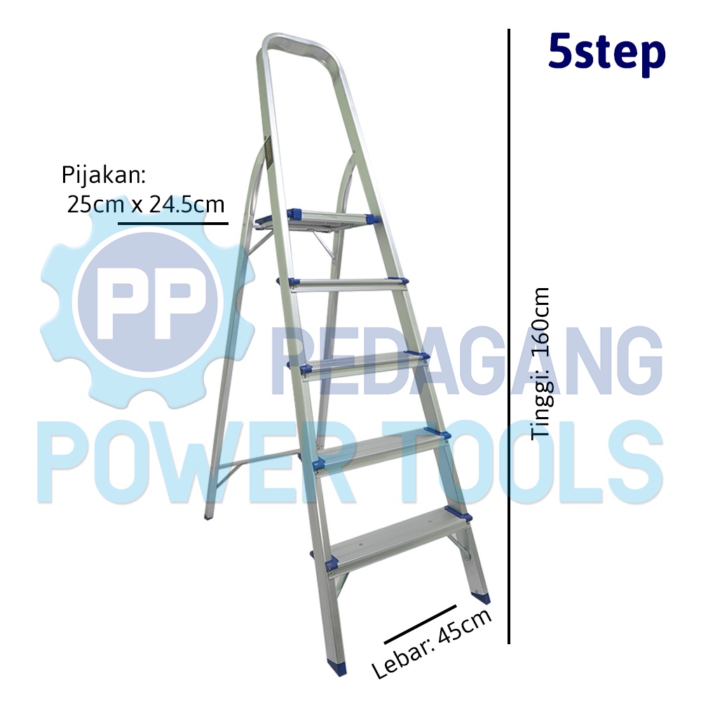 MOLLAR TANGGA RUMAH ALUMINIUM 5 STEP 1.6 METER LIPAT TINGKAT LADDER