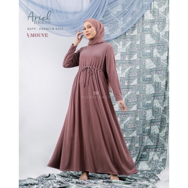 COD ✅ TERBARU DRESS ARIEL BY ALFASA DAILY | GAMIS KNIT DAILY | GAMIS BASIC POLOS SERUT ORI ALFASA DA