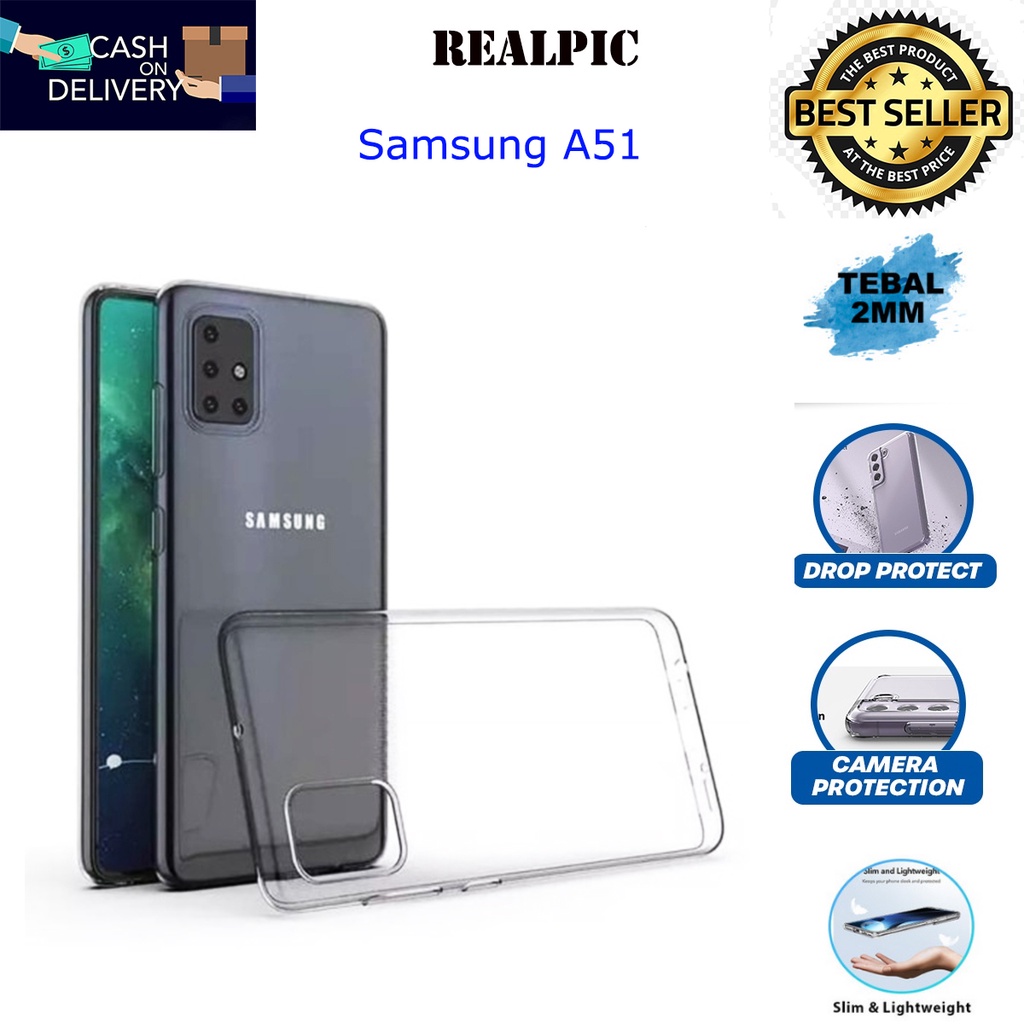 Case Samsung Galaxy A51 Casing Clear HD KETEBALAN 2MM BENING TRANSPARAN TPU Premium Softcase