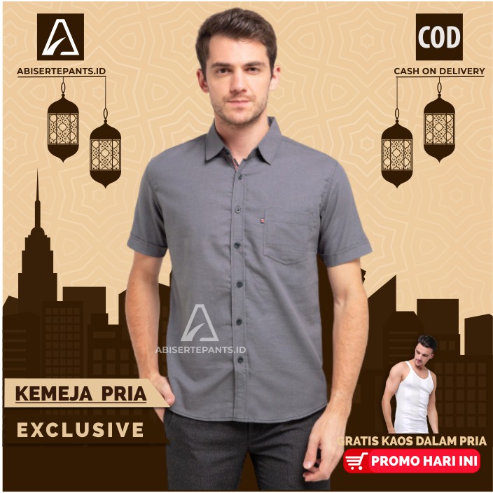 KEMEJA POLOS PRIA LENGAN PENDEK KASUAL BAJU HEM PRIA WARNA MOCCA UKURAN M L XL
