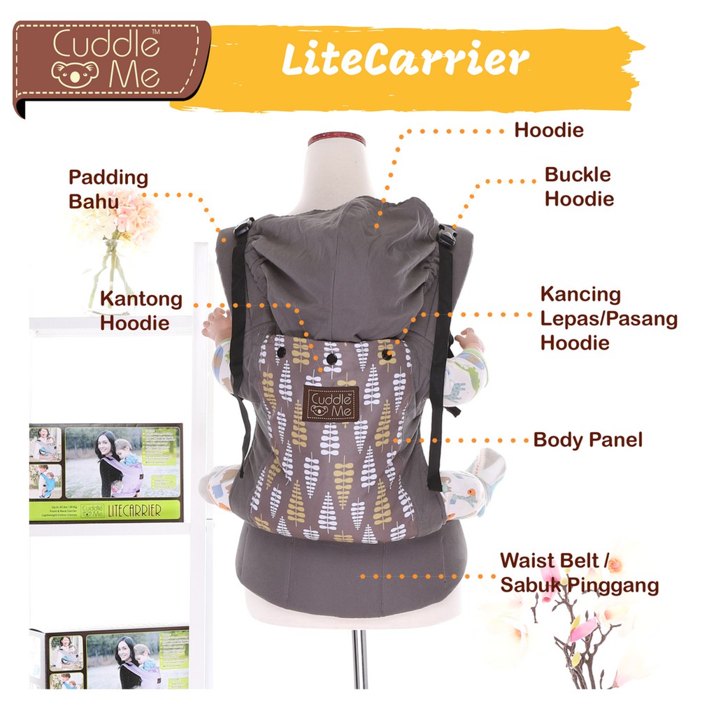 Cuddle Me Lite Carrier Gendongan Bayi Ergonomis SSC Original Motif Cuddleme Litecarrier