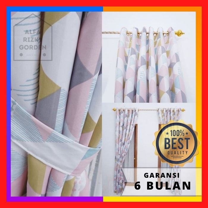 Gorden Tirai Gorden Pintu Hordeng Motif Blazer Bahan Satin Tebal Minimalis Dekorasi Ruang Tamu Moder
