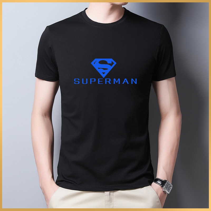 Baju Kaos Pria T-Shirt Motif Supermen Pakaian santai lengan pendek cocok untuk cwok