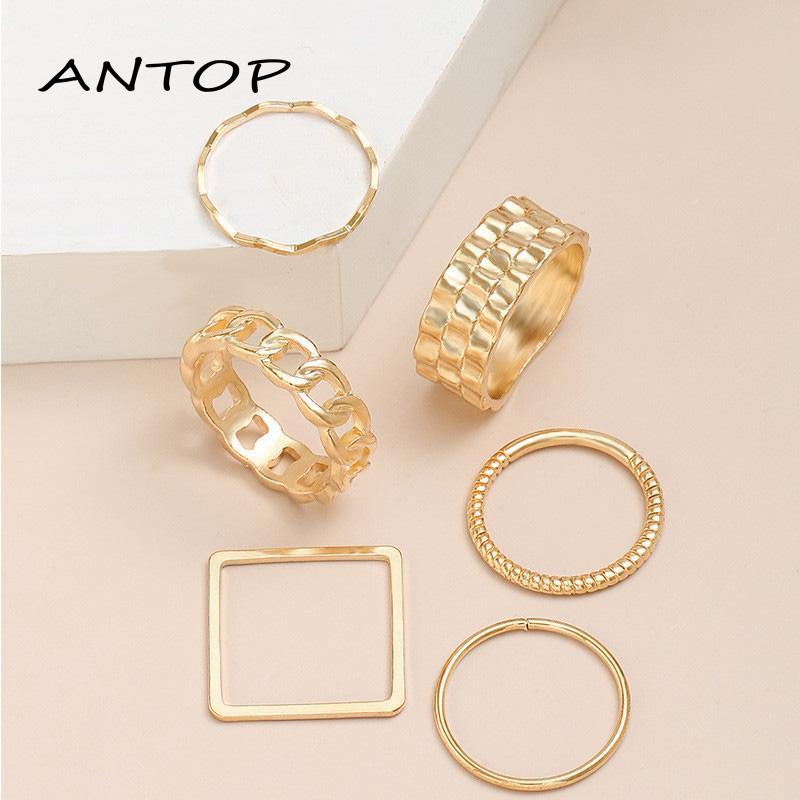 4pcs / Set Cincin Buku Jari Aneka Bentuk Gaya Retro Untuk Wanita