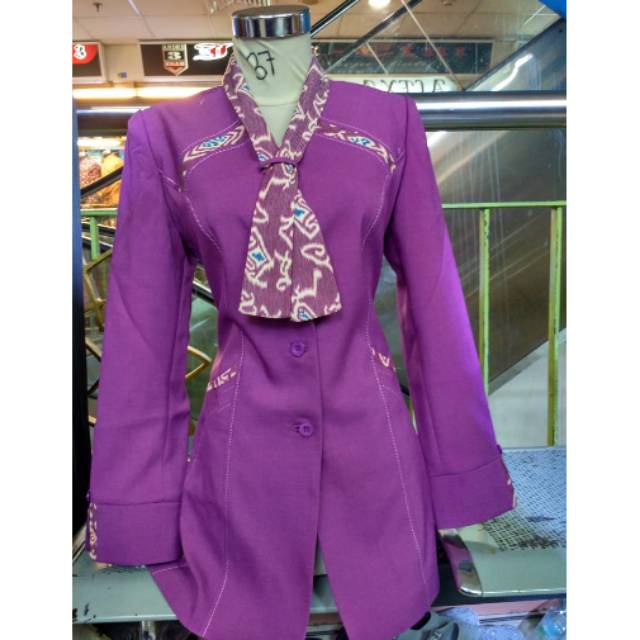 Stelan blazer/baju kerja dasi batik ungu