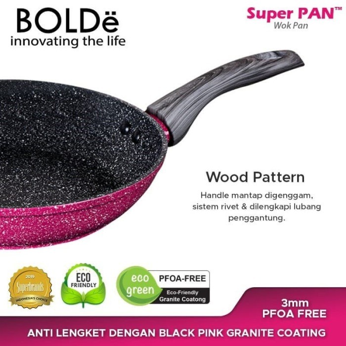 BOLDE Super Pan 5 pcs SET Black Pink - Wajan Set Kompor Induksi