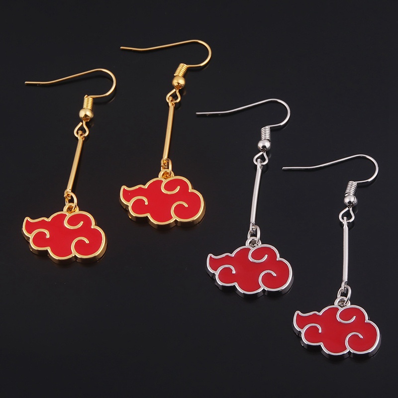 Anime Naruto Jewelry Konoha Earrings For Women Akatsuki Red Cloud Ear Hoops Ninja Darts Dangle Earring Fans Creative Gift