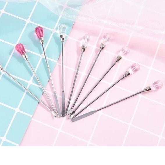 Stainless spatula mixing stirring color stick makeup stik mixing color nail art
