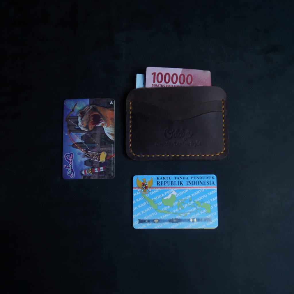 CANYON Crazy Horse Leather Card Holder in Dark Brown - Dompet Kartu Kulit Asli