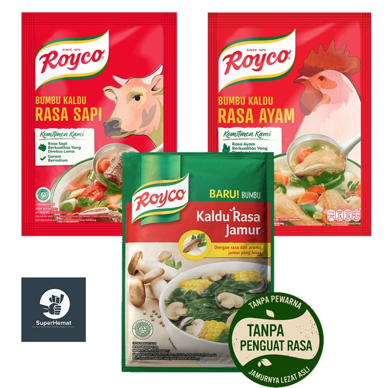 Royco Ayam dan Sapi dan Royco Kaldu Jamur 94 Gram