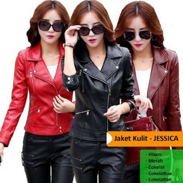 Blazer Vintage Kulit Sintetis / Jaket Kulit Wanita