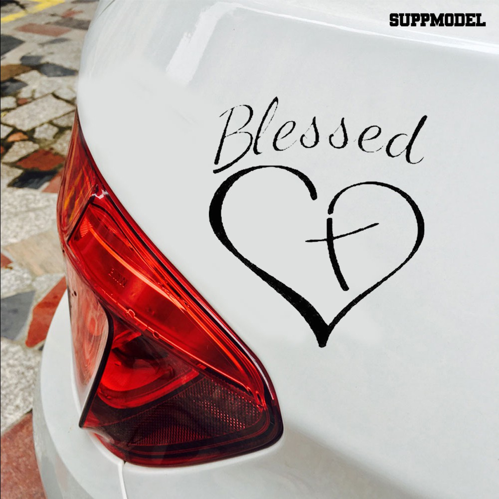 Supmodel Blessed Heart Cross Car Truck Vehicle Body Window Reflective Decal Sticker Decor
