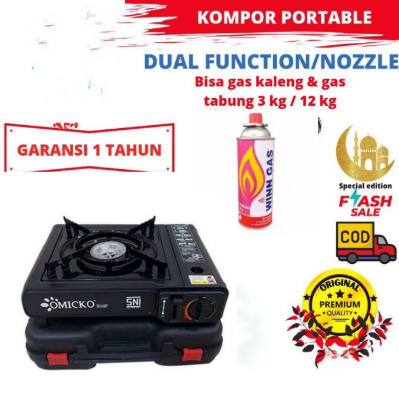 Kompor Portable 2in1 Gas Kaleng dan LPG  Free Koper