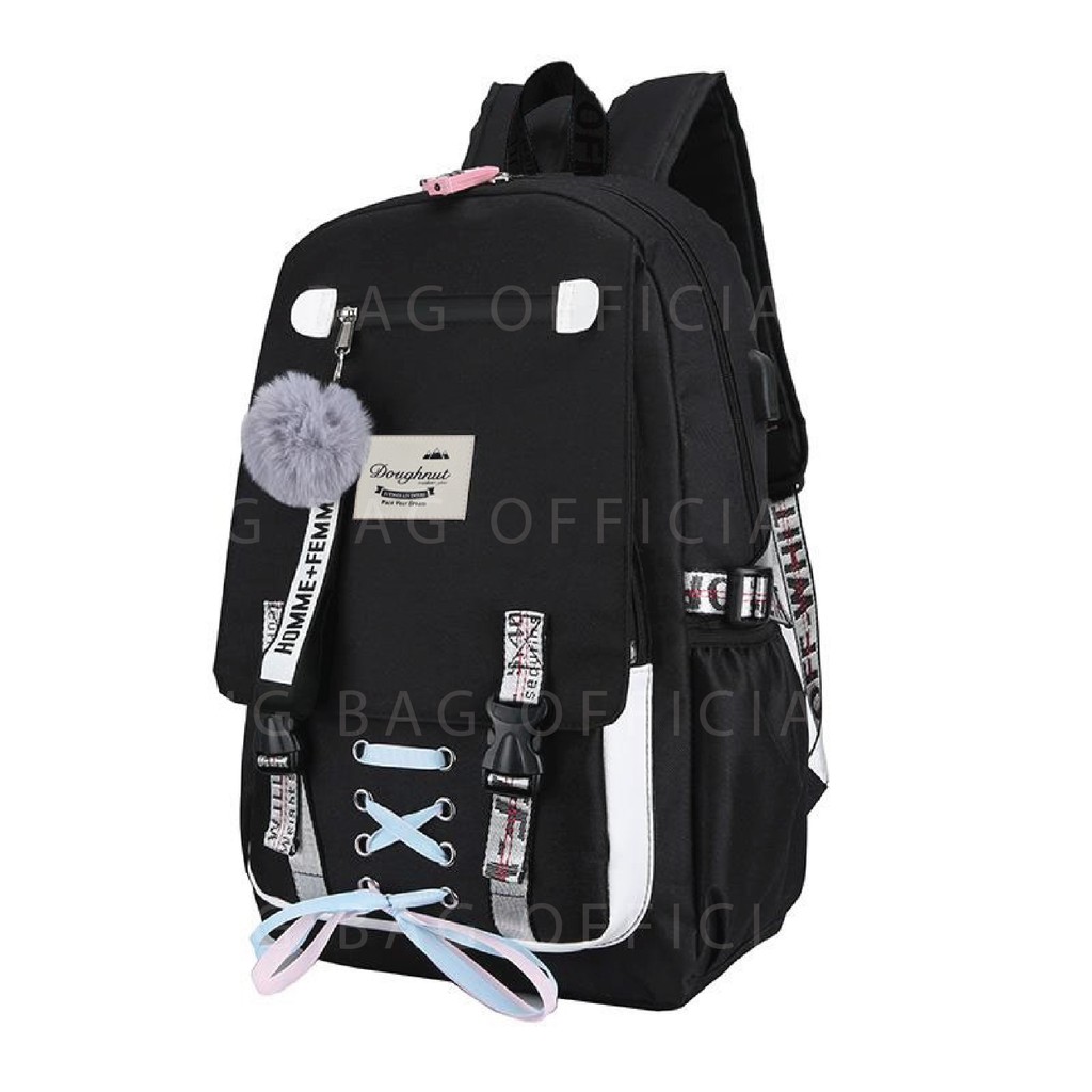 Ransel Korea Ransel Remaja Tas Korea Perempuan ( TIDAK DENGAN POM POM &amp; GANTUNGAN ) Tas Sekolah