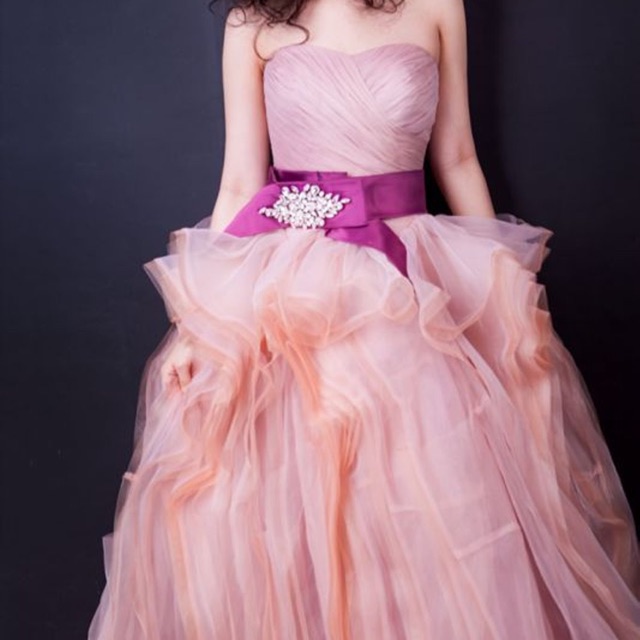 Gaun pesta prewedding sweet 17 ballgown nude pink