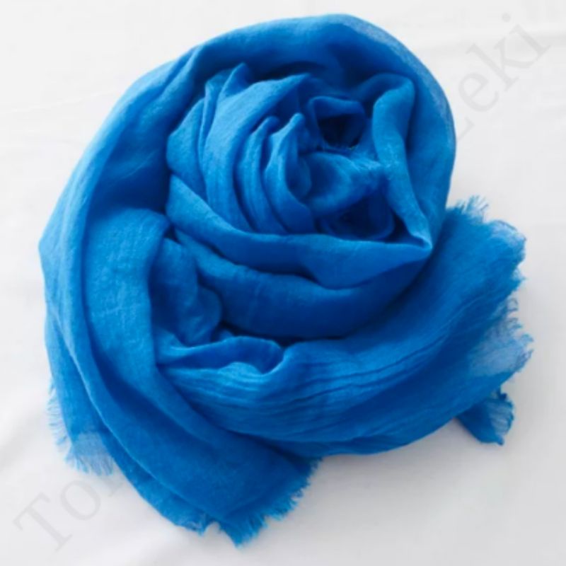 Selendang Biru Laut Cotton Scarf Plain Shawl Syal Blue Tua Polos Kain