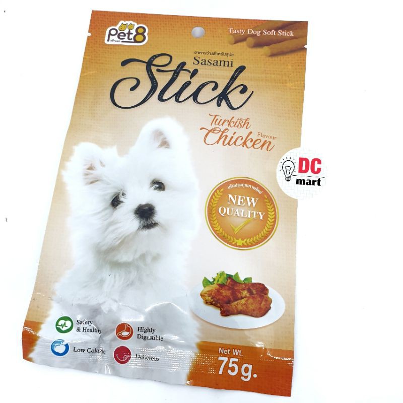 PET8-SASAMI STICK 75 Gr Real Meat Dog Snack / Camilan Snack Favorit Anjing