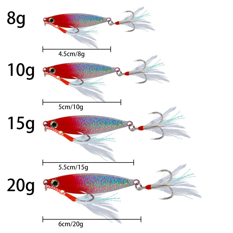 5Pcs Boxed Fishing Lures 7g/10g/15g/20g Laser Jigging Lead 3D Eyes Metal Slow Jig Freshwater Saltwater Trolling Fishing Bait