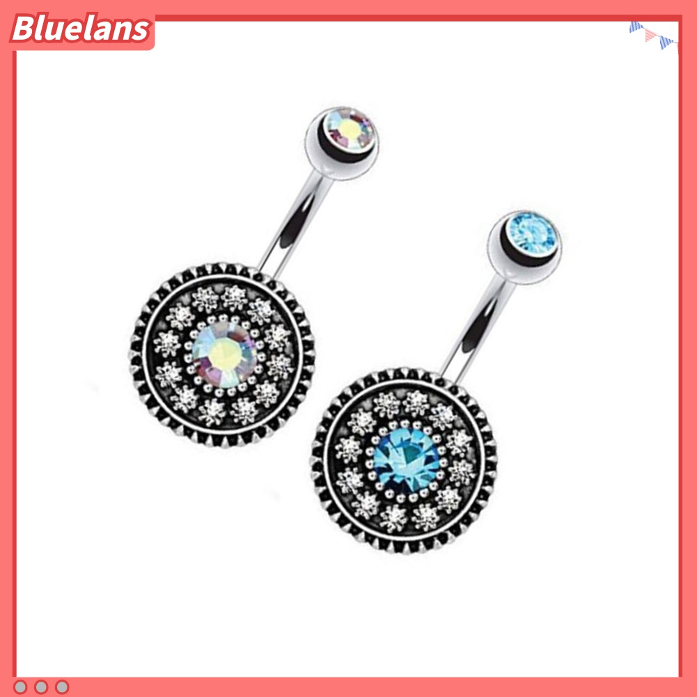 2 Pcs Cincin Tindik Perut Bentuk Bulat Bahan Baja Untuk Wanita