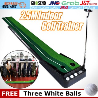 【 Gratis 3 Bola Golf 】2.5M Portabel Karpet Golf  Practice Putting Mat (Automatic Return)